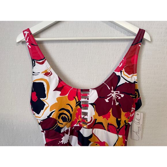 Anne Cole Swimsuit Size 10 Tropical Floral Print Front Cutout One Piece NWT - Picture 4 of 10